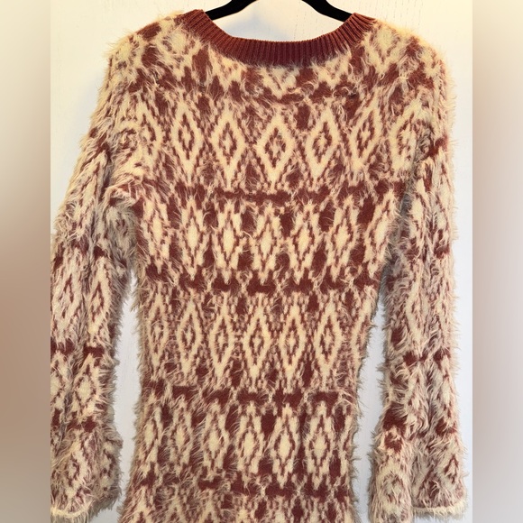 Free People Long Sleeve Knit Dress - Cream and Brown - Picture 8 of 10